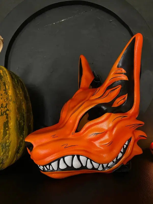 Orange Kitsune Fox Full Face Mask