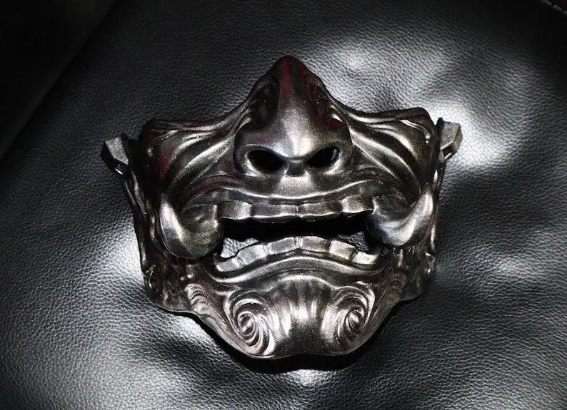 Silver Oni Demon Samurai Mask