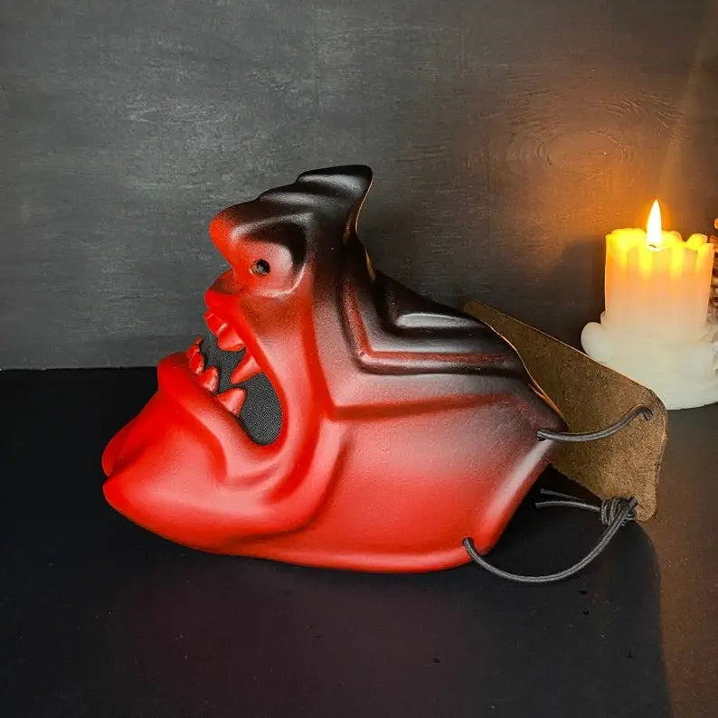 Red Oni Samurai Menpo Mask