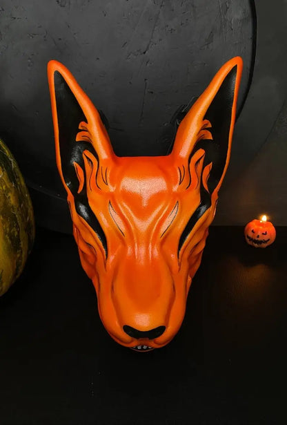 Orange Kitsune Fox Full Face Mask