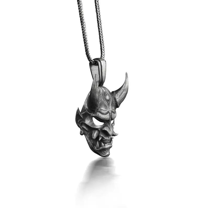 Oni Demon Silver Necklace