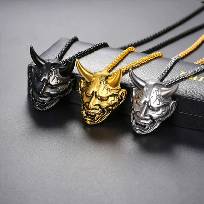 Silver Steel Oni Necklace