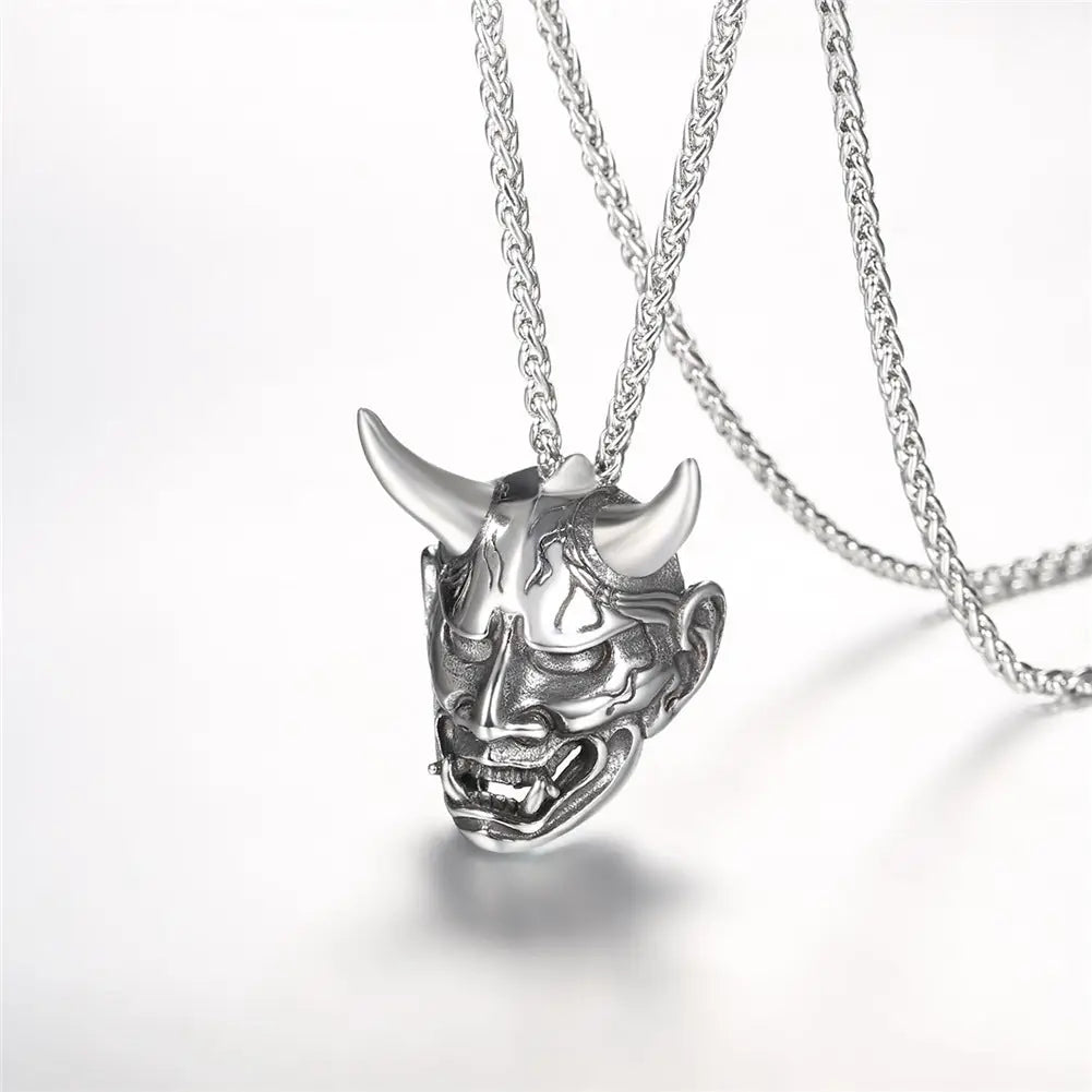 Silver Steel Oni Necklace