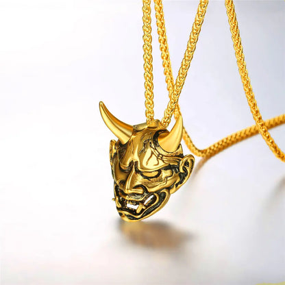 Gold Steel Oni Necklace