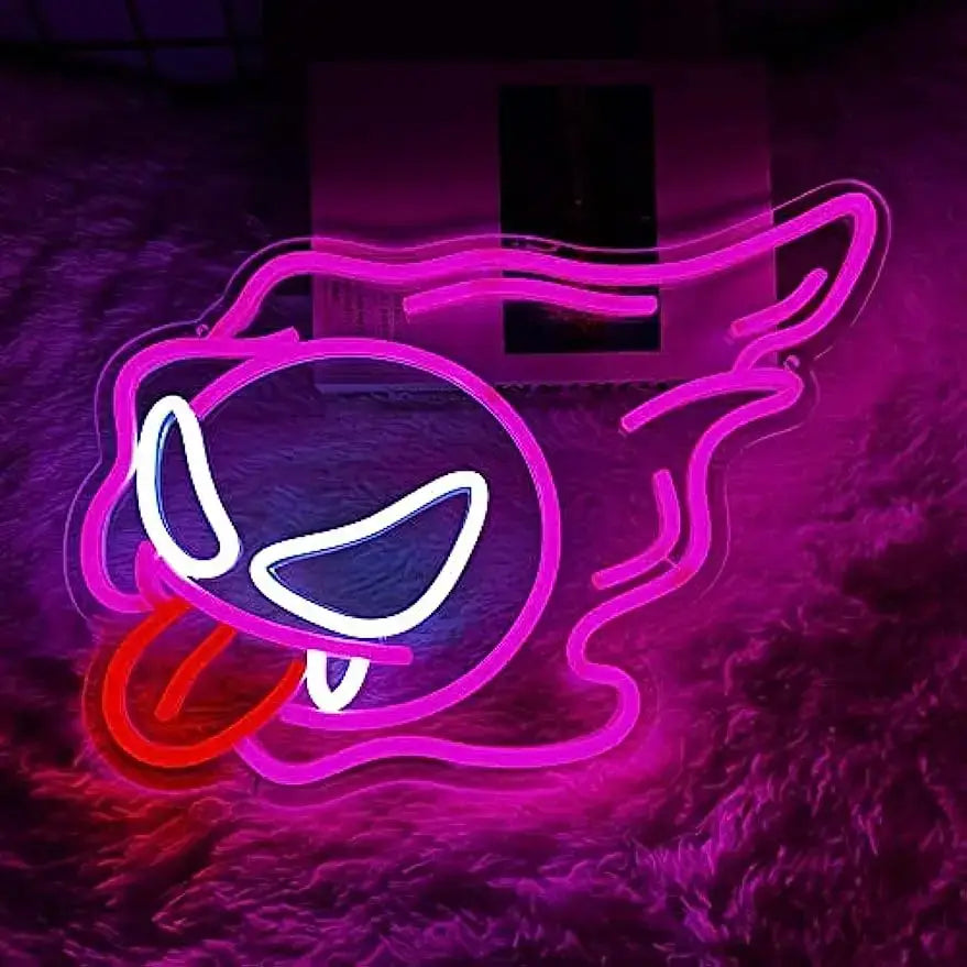 Gastly Smirk Purple Neon Sign