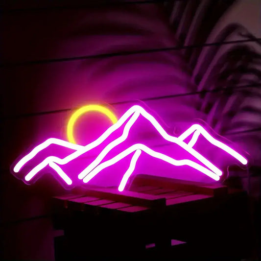 Mount Fuji Sunset Pink Neon Sign