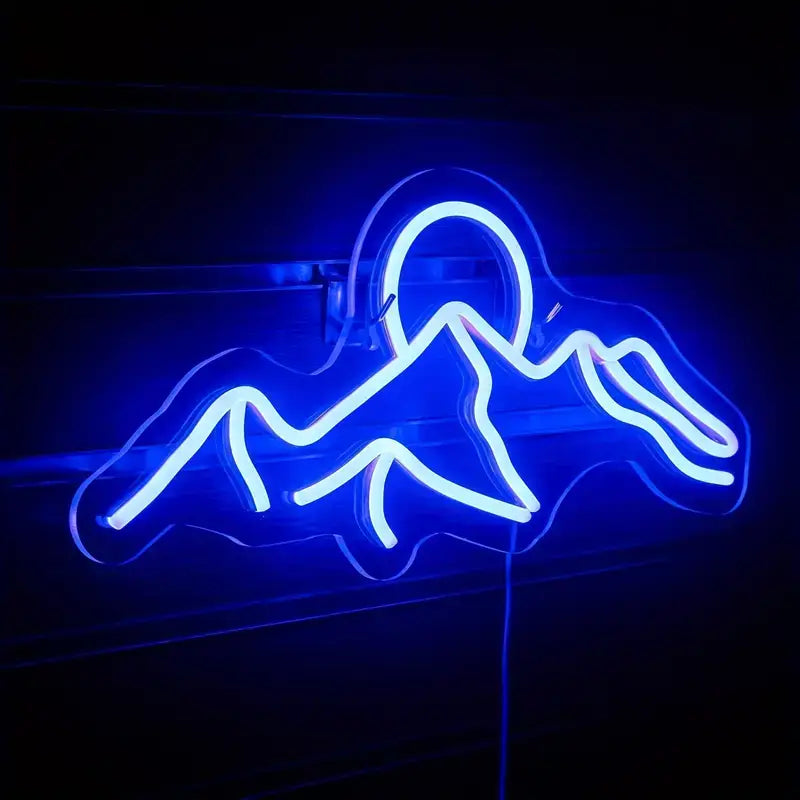 Fuji Mountain Sunset Blue Neon Sign