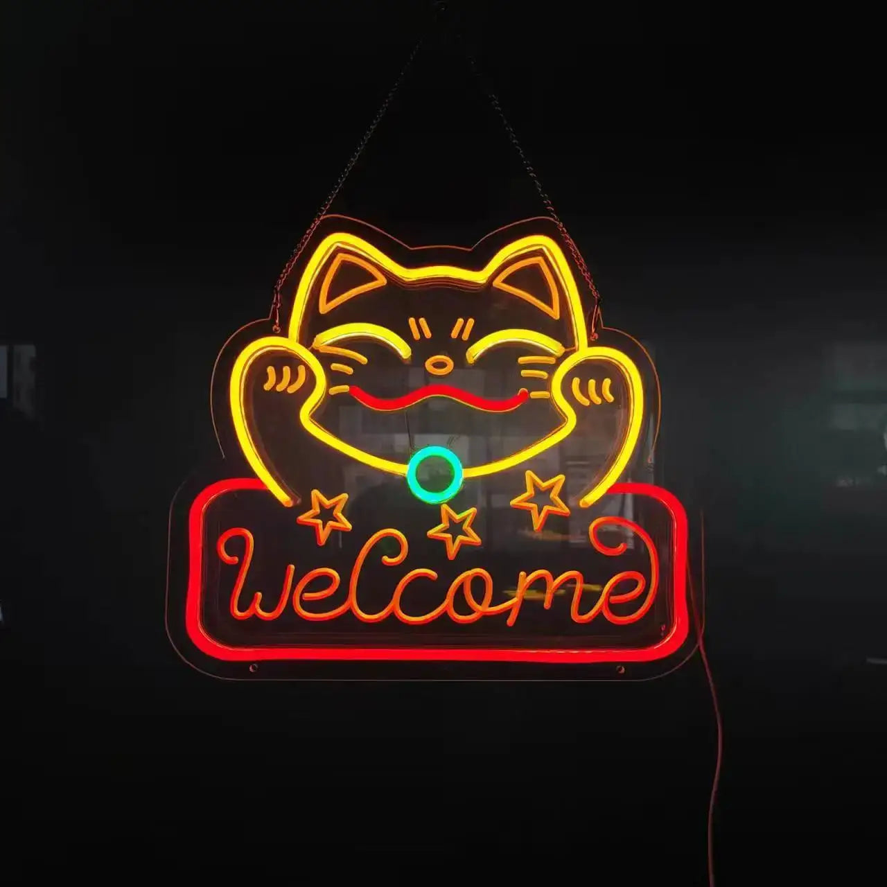 Lucky Cat Welcome Neon Sign