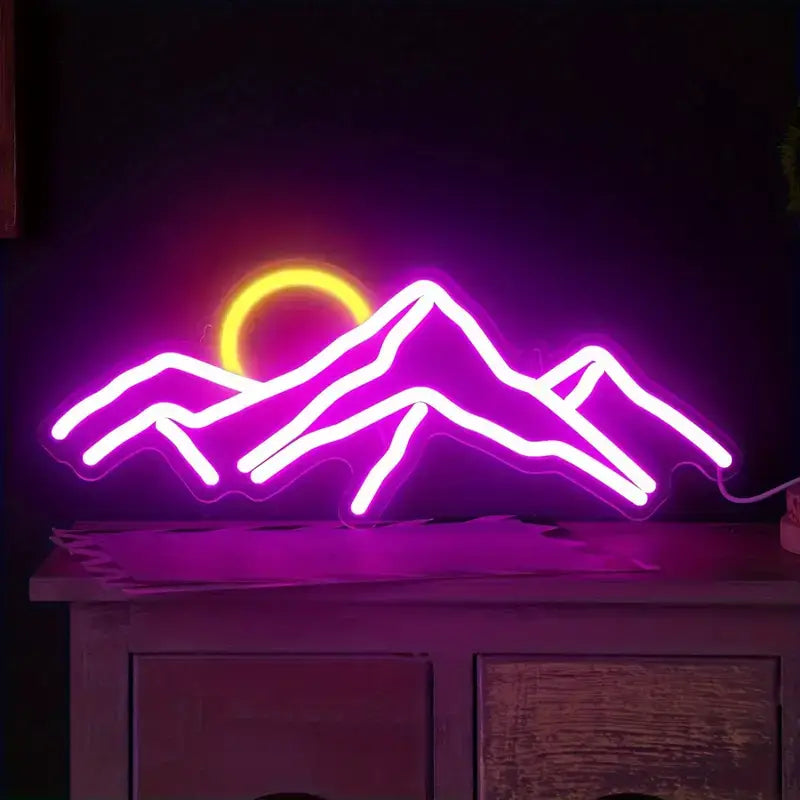 Mount Fuji Sunset Pink Neon Sign