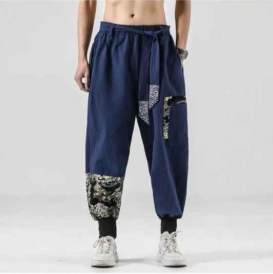 Pantalon traditionnel japonais ondulé