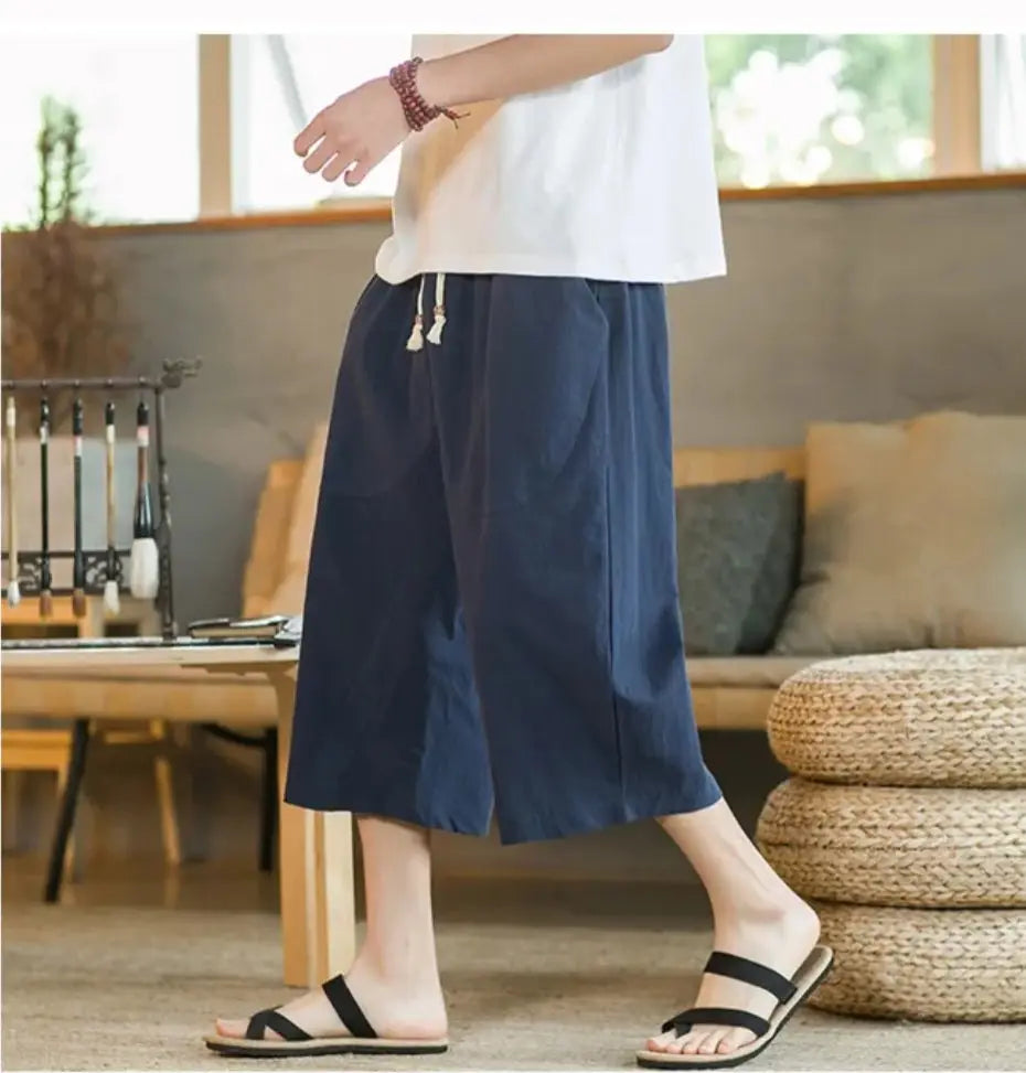 Casual Mid Length Linen Pants