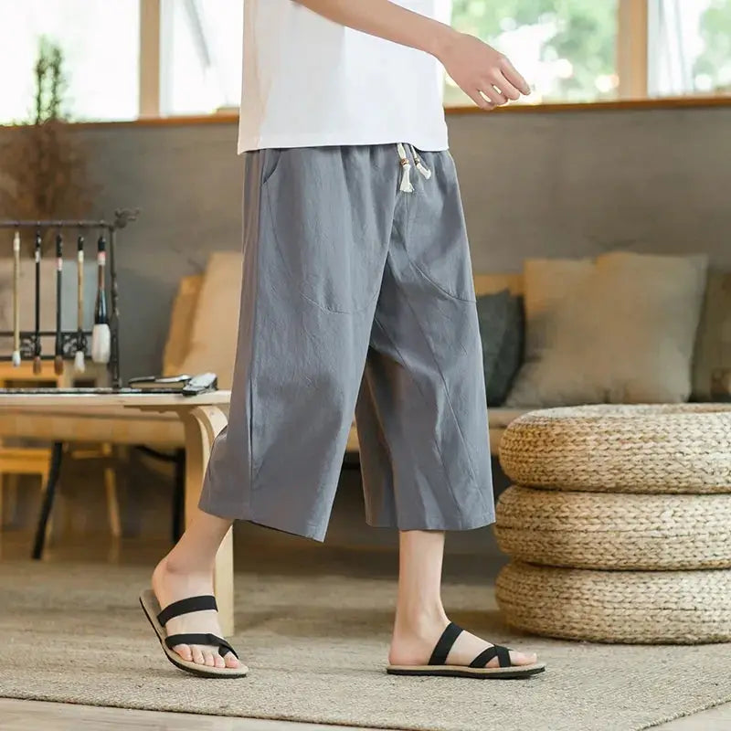 Casual Mid Length Linen Pants