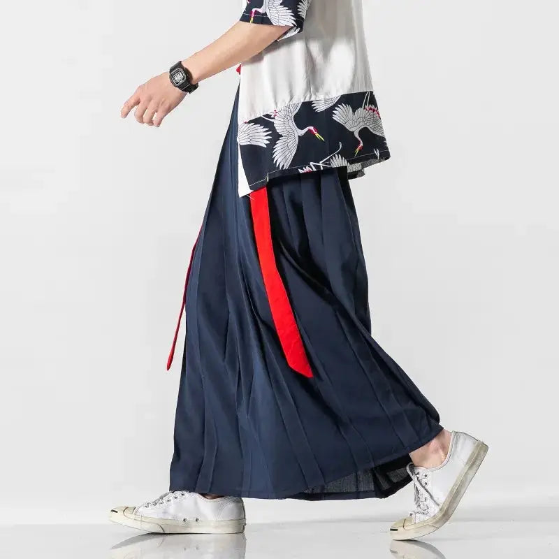 Pantaloni Samurai Hakama blu
