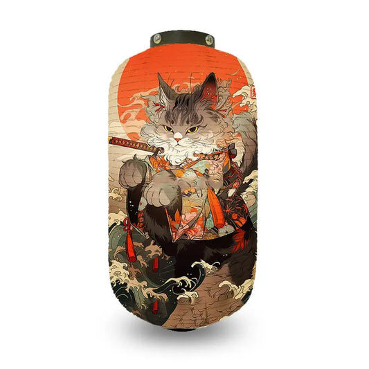 Lanterna del gatto Samurai al tramonto