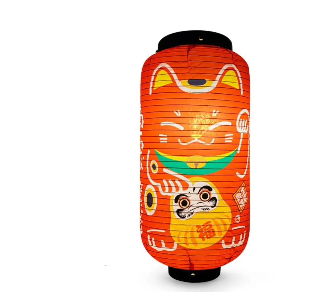 Red Neko Cat Daruma Lantern