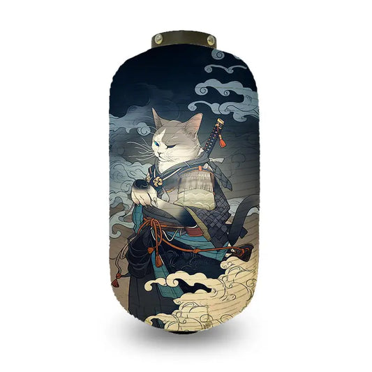 Cloudy Night Samurai Cat Lantern