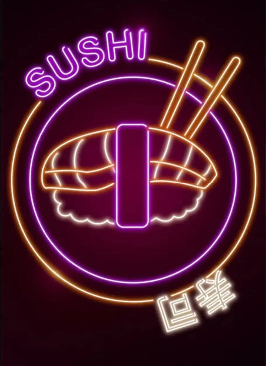 Poster al neon di sushi