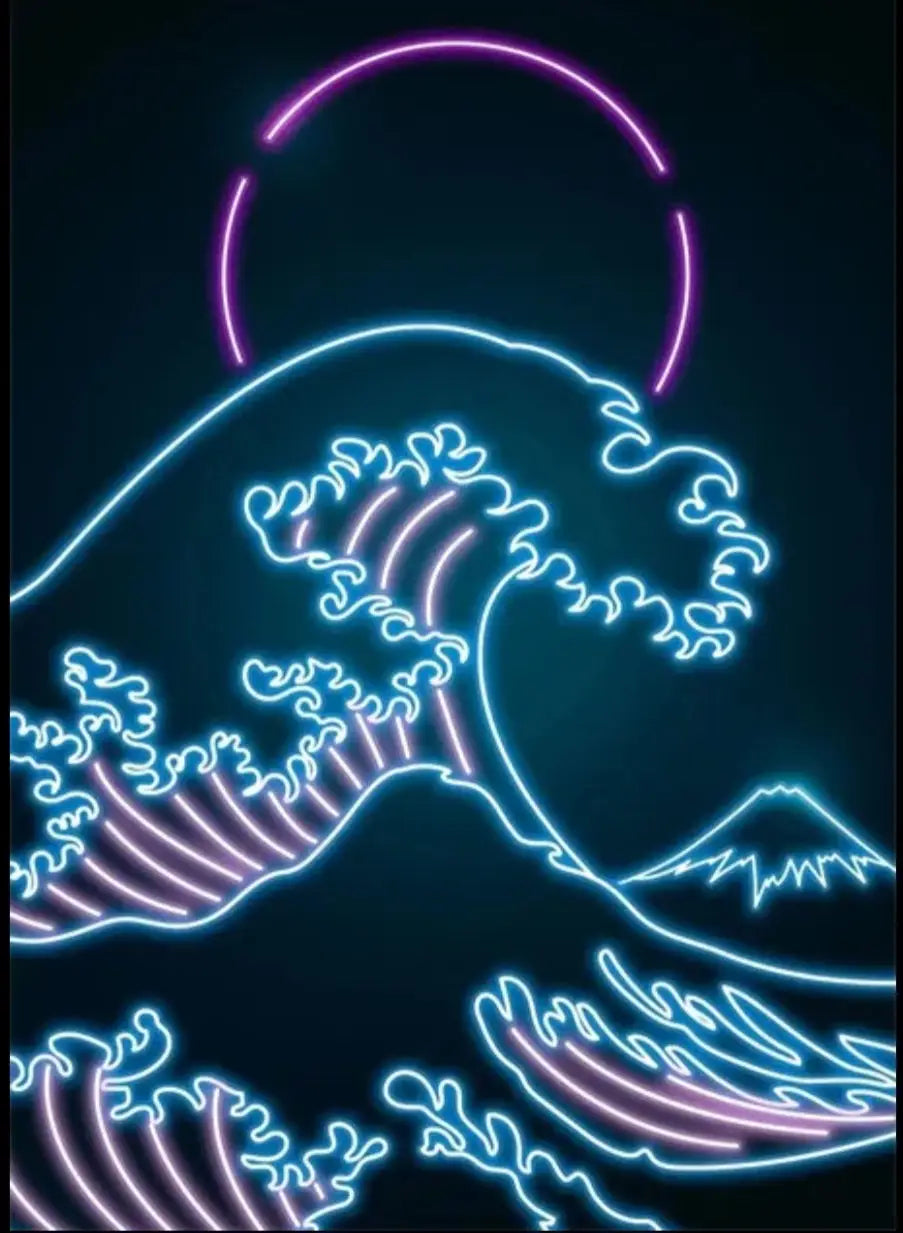 Kanagawa Wave Neon Poster