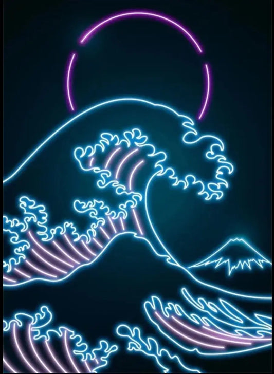Poster al neon dell&#39;onda di Kanagawa