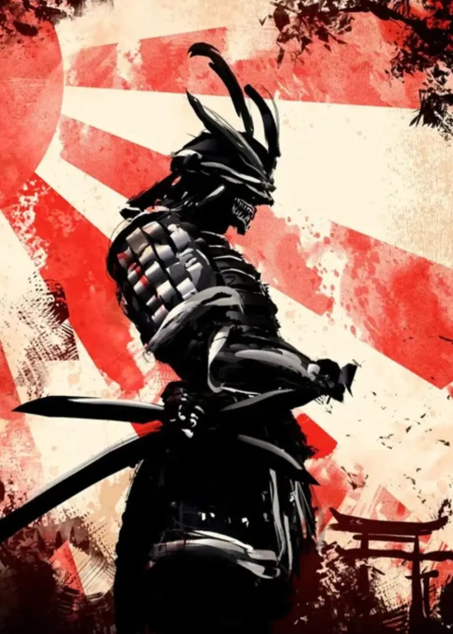 Poster di lavaggio dell&#39;inchiostro del samurai imperiale