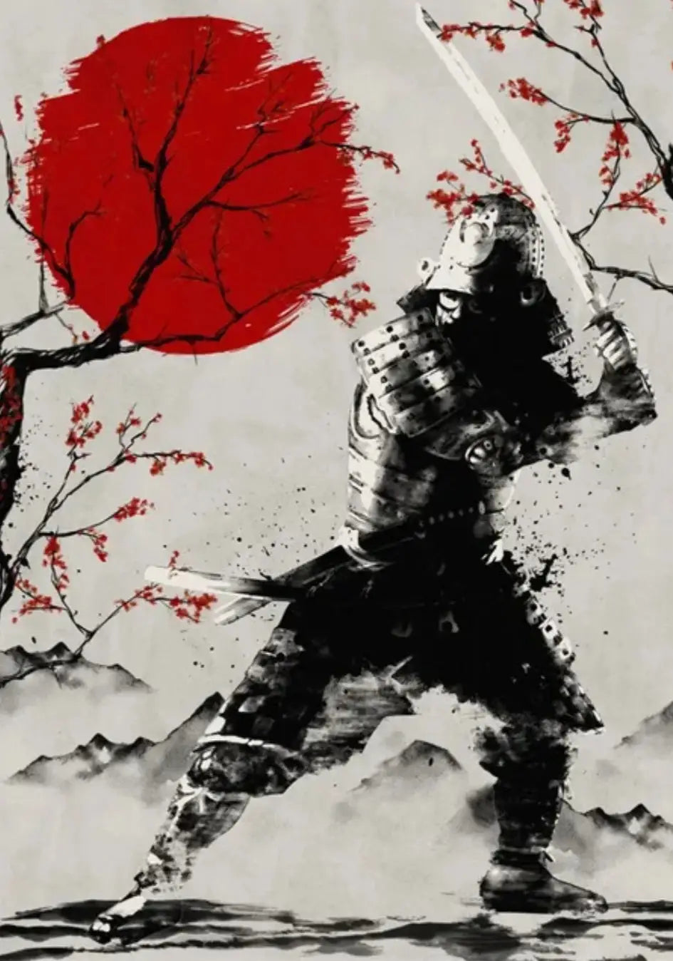 Manifesto dell&#39;acquerello del samurai