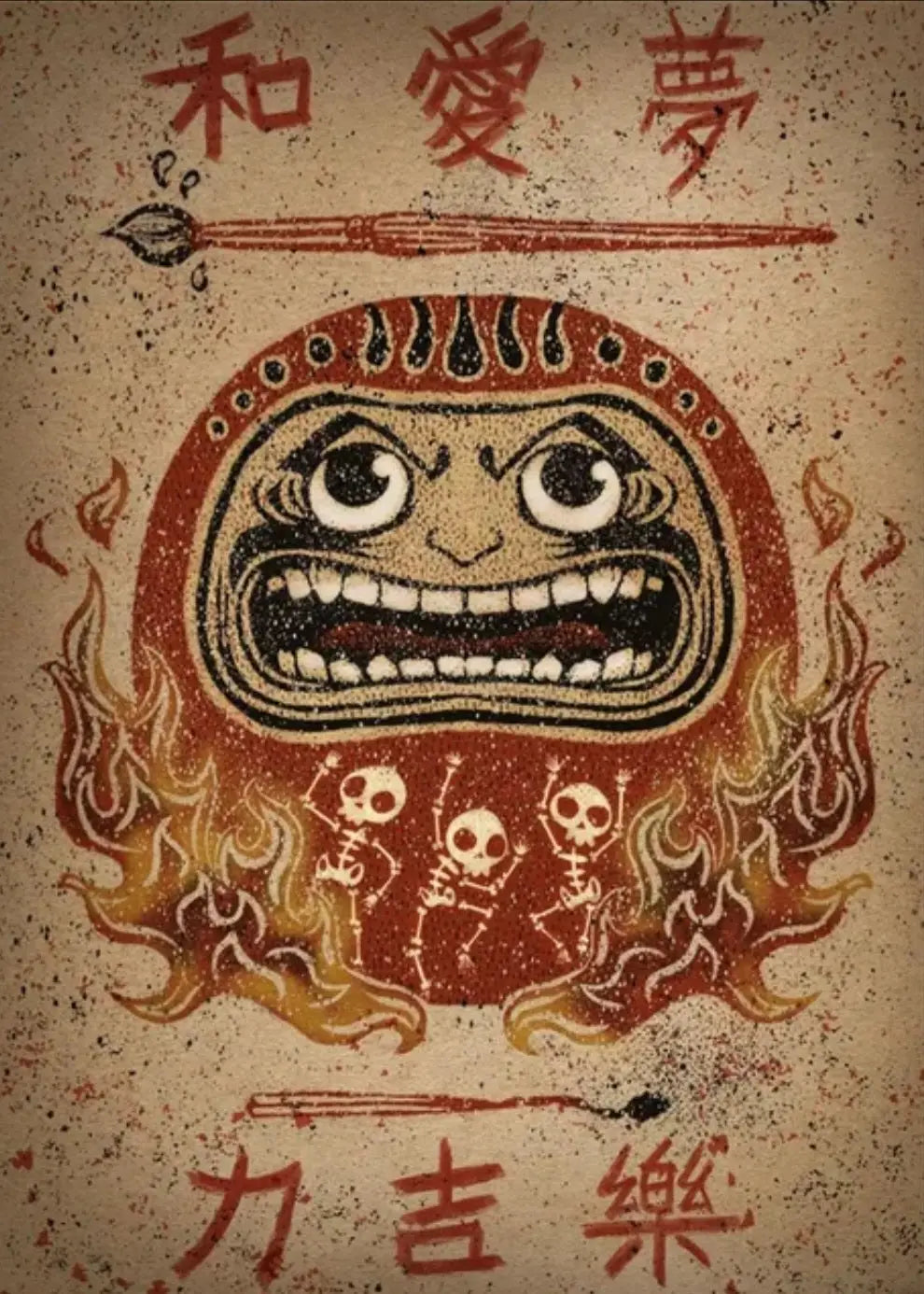 Poster vintage del rituale Daruma