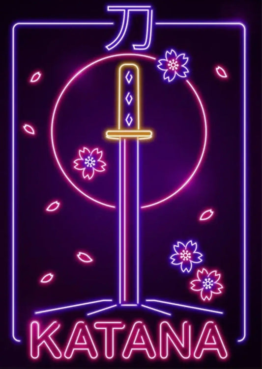 Poster al neon Katana Kanji