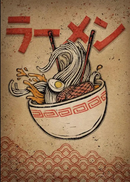 Poster vintage rosso Kanji Ramen
