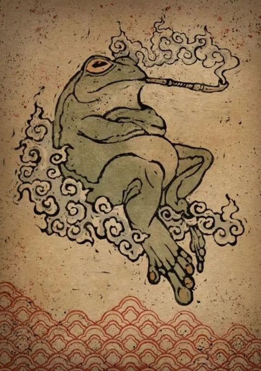 Cloud Frog Smoking Vintage Poster