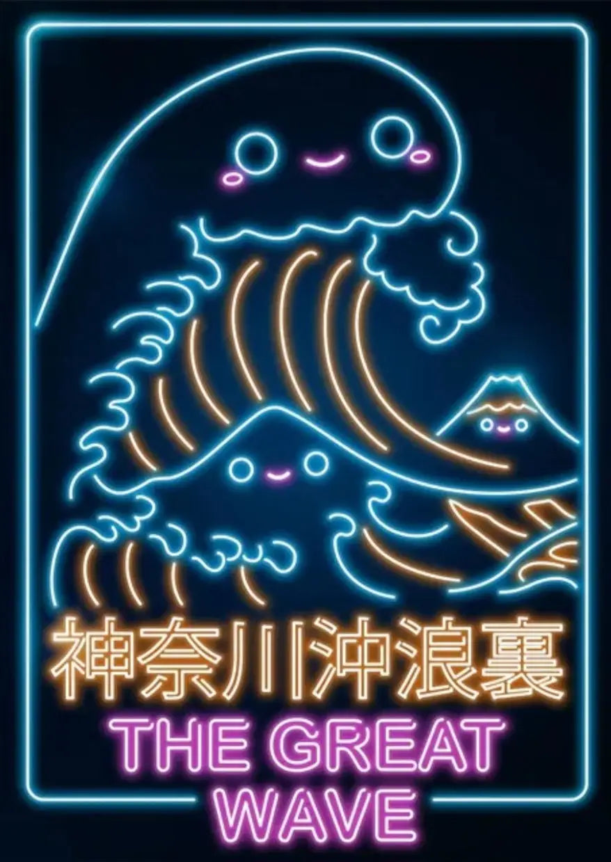 Kawaii Wave Neon Poster