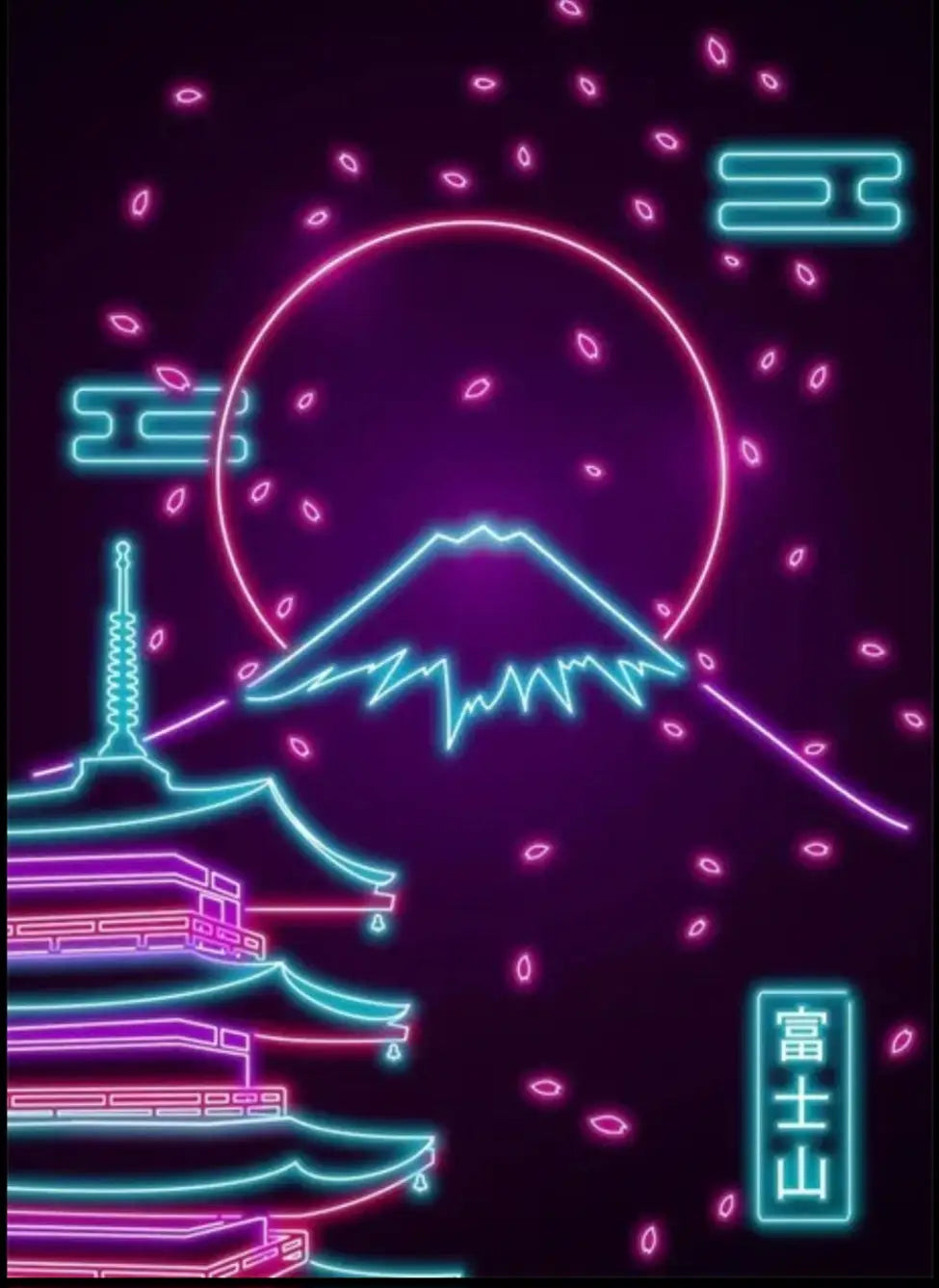 Mount Fuji Neon Poster