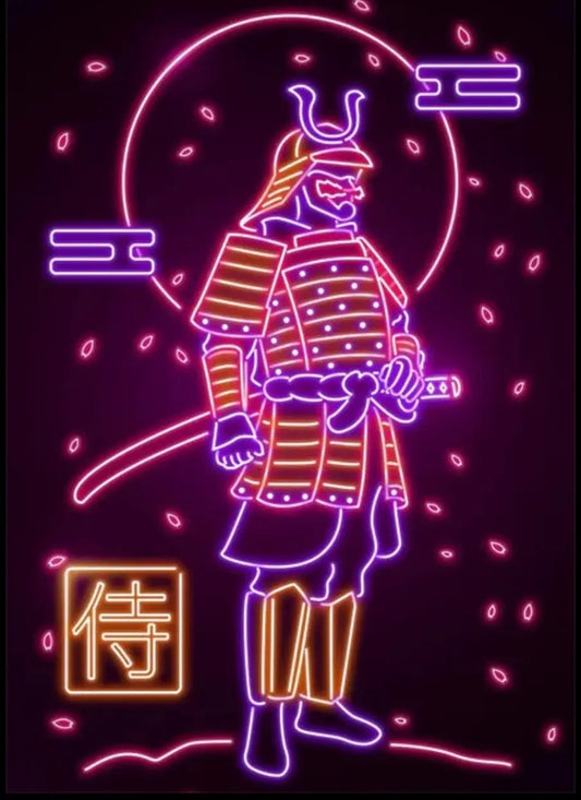 Manifesto al neon del samurai