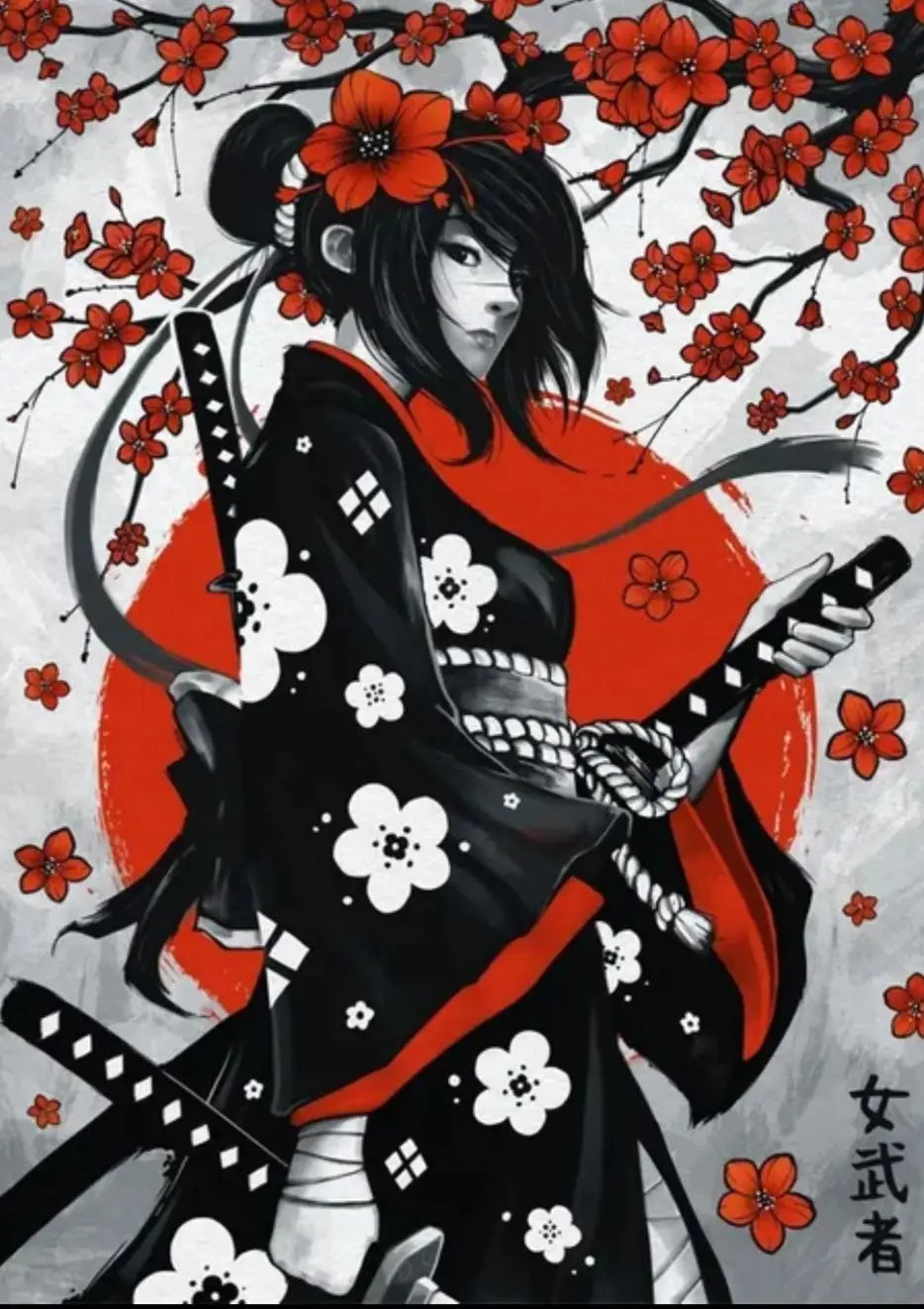 Poster di lavaggio dell&#39;inchiostro Onna-Bugeisha