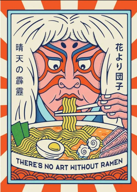 Poster pop Ukiyo-e che mangia ramen