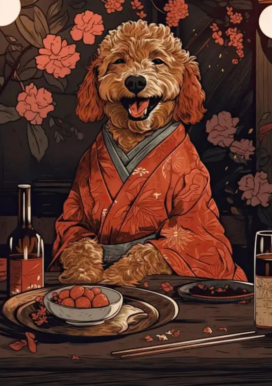 Poster di kimono barboncino