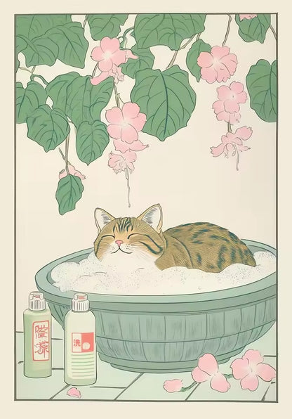 Kawaii Kitty Bath Poster