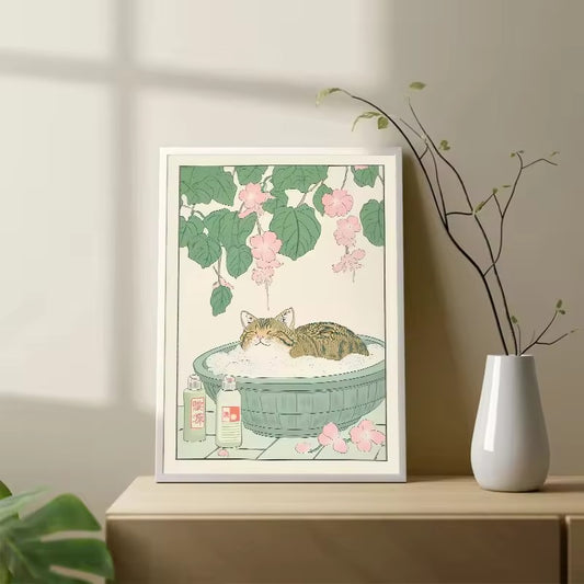 Kawaii Kitty Bath Poster