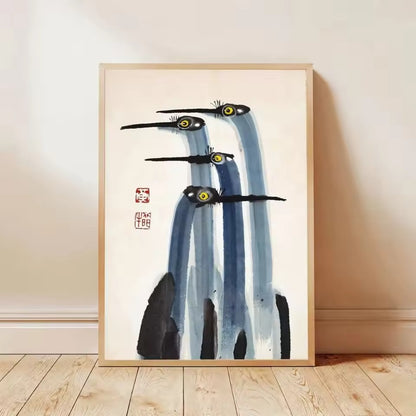 Watercolor Japanese Cranes Poster