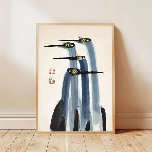 Watercolor Japanese Cranes Poster