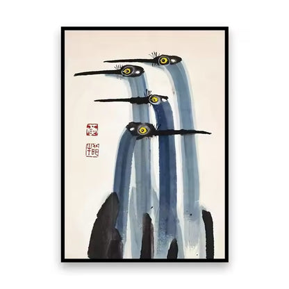 Watercolor Japanese Cranes Poster