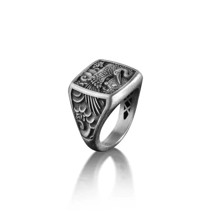 Crane Bird Silver Ring