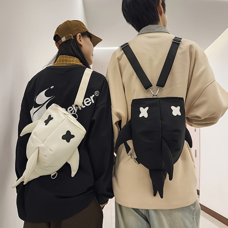 Japanese Shark Sling Bag black and white color styling