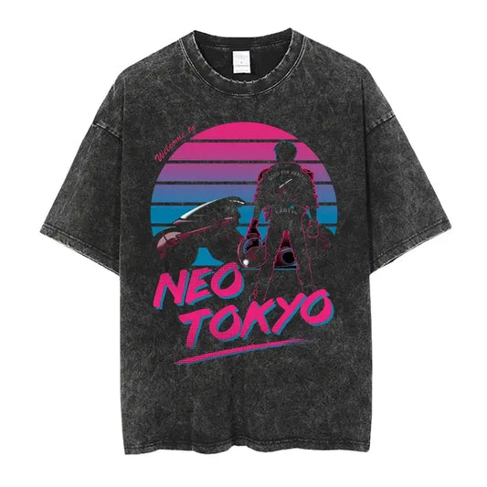 Akira Neo Tokyo T-shirt délavé à l&#39;acide
