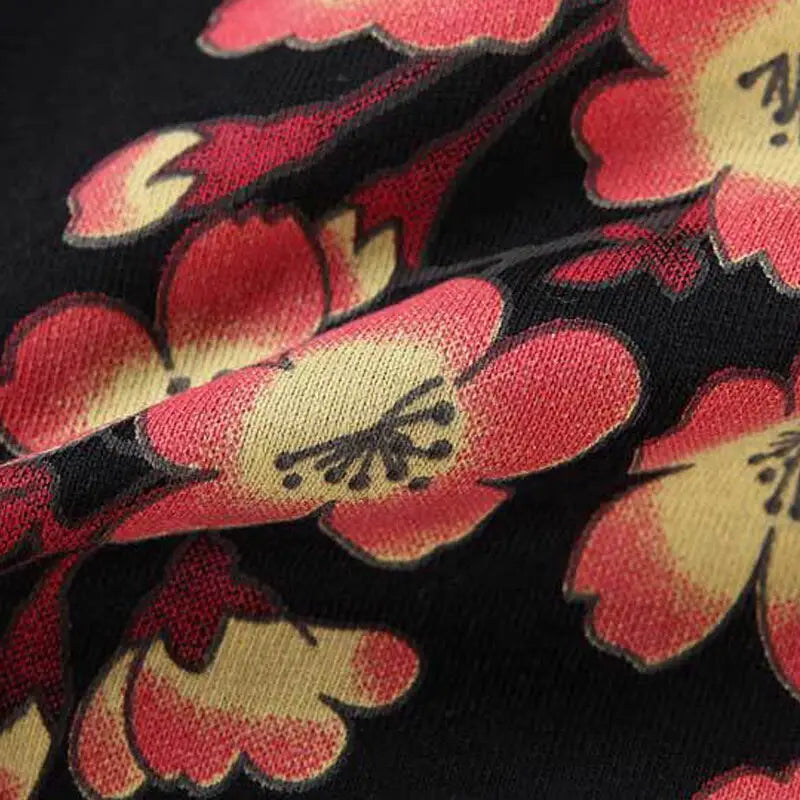 Crimson Blossom Koi Fish Embroidery T-Shirt