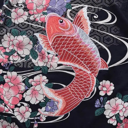 Pastel Pond Koi Fish Embroidery T-Shirt