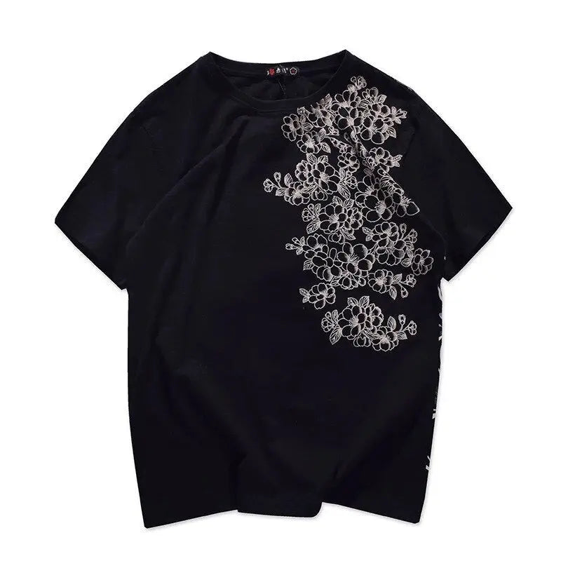 Pastel Pond Koi Fish Embroidery T-Shirt