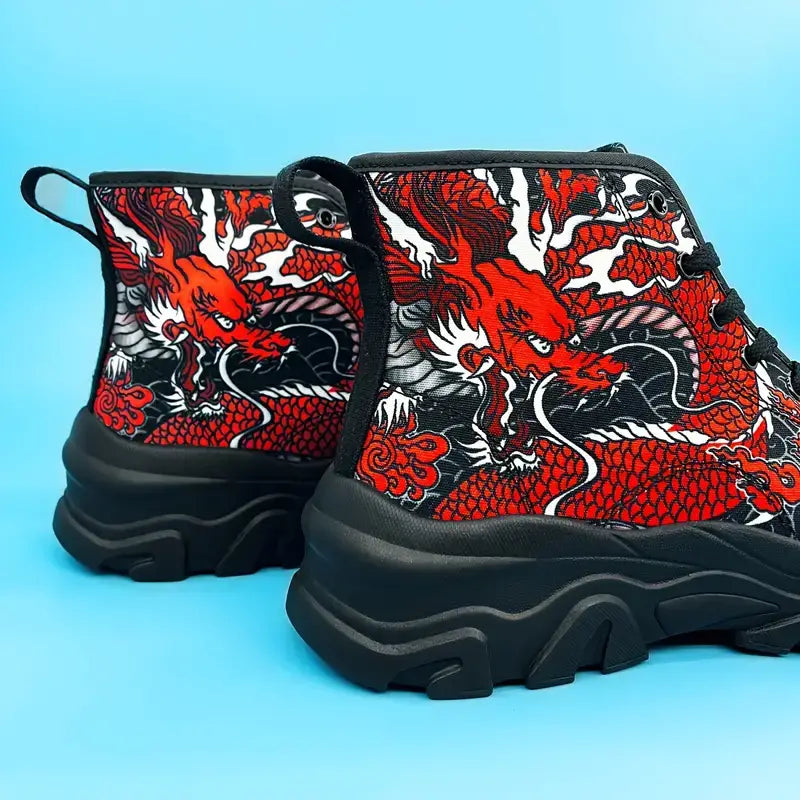 Red Japanese Dragon Sneakers