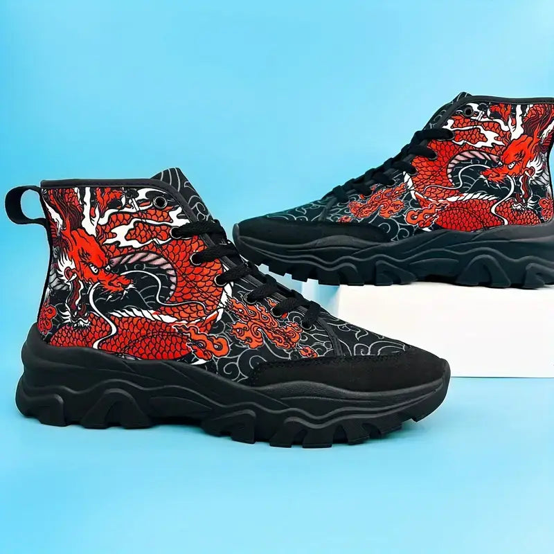 Red Japanese Dragon Sneakers
