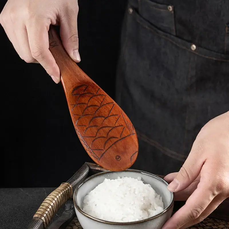 Wooden Fish Rice Spoon