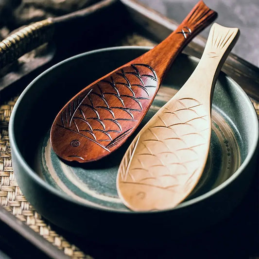 Cucchiaio di riso per pesce in legno